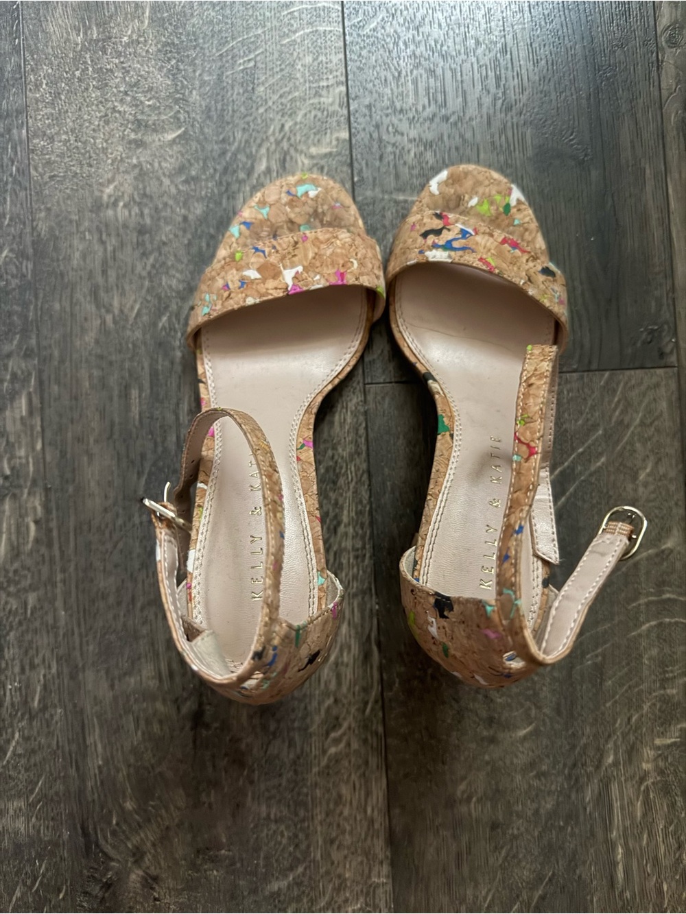 Kelly & Katie Cork Confetti Open-Toe Sandals - Natural Cork